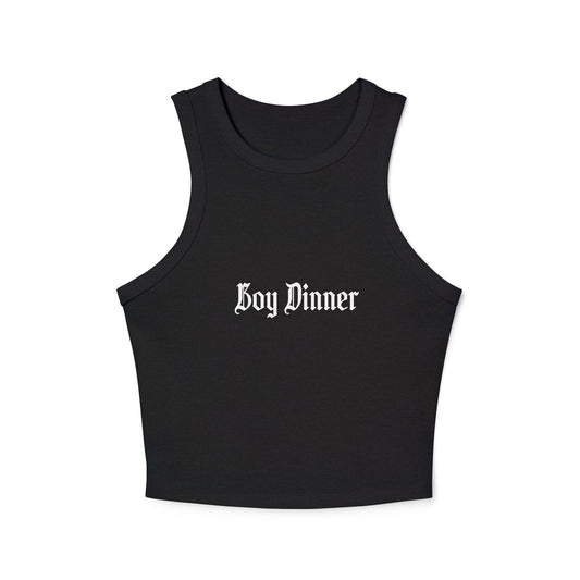 "Boy Dinner" Micro Rib Racer Tank Top