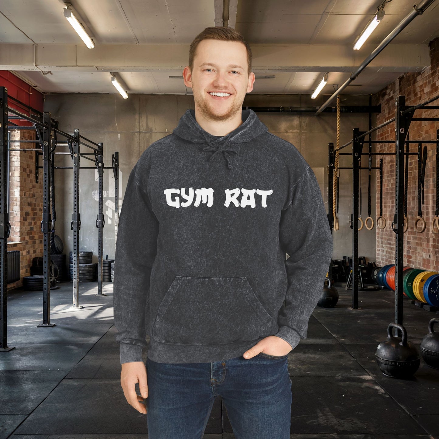 "Gym Rat" Samurai Men's Mineral Wash Hoodie