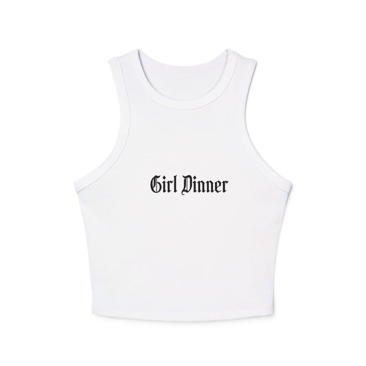 "Girl Dinner" Micro Rib Racer Tank Top