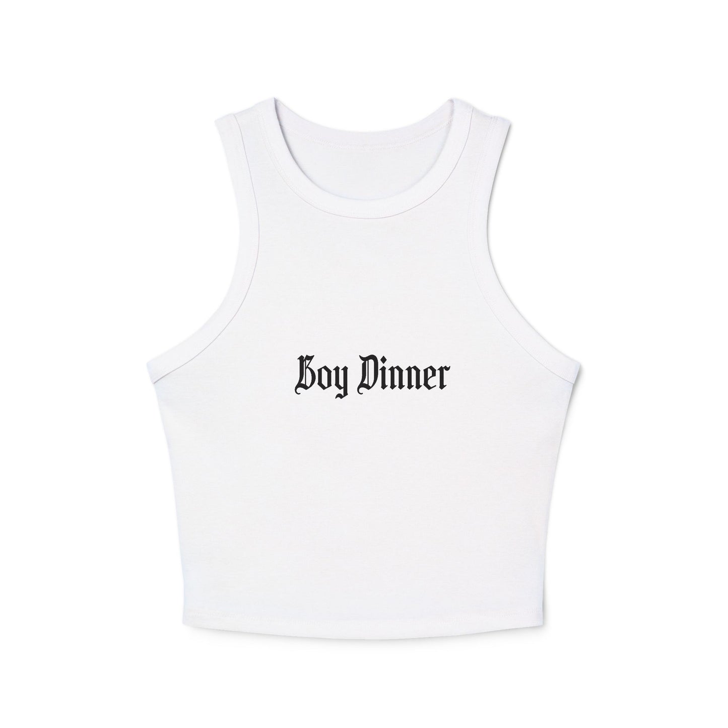 "Boy Dinner" Micro Rib Racer Tank Top