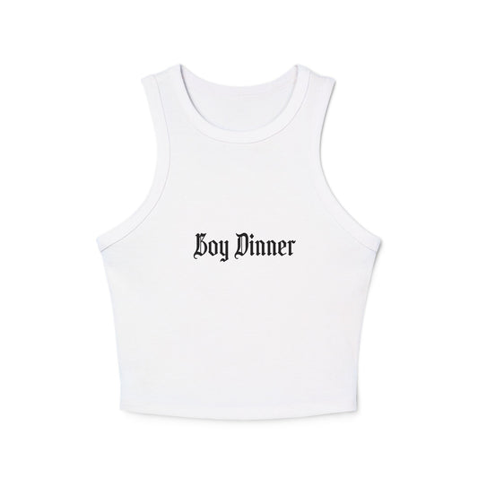 "Boy Dinner" Micro Rib Racer Tank Top
