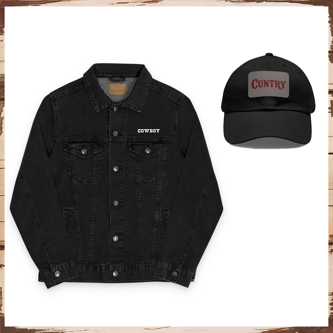 Cuntry Cowboy Bundle - Embroidered Denim Jacket + Cuntry Dad Hat