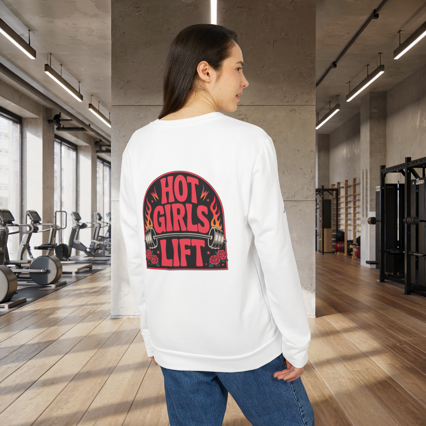 "Hot Girls Lift" Adidas Fleece Crewneck Sweatshirt
